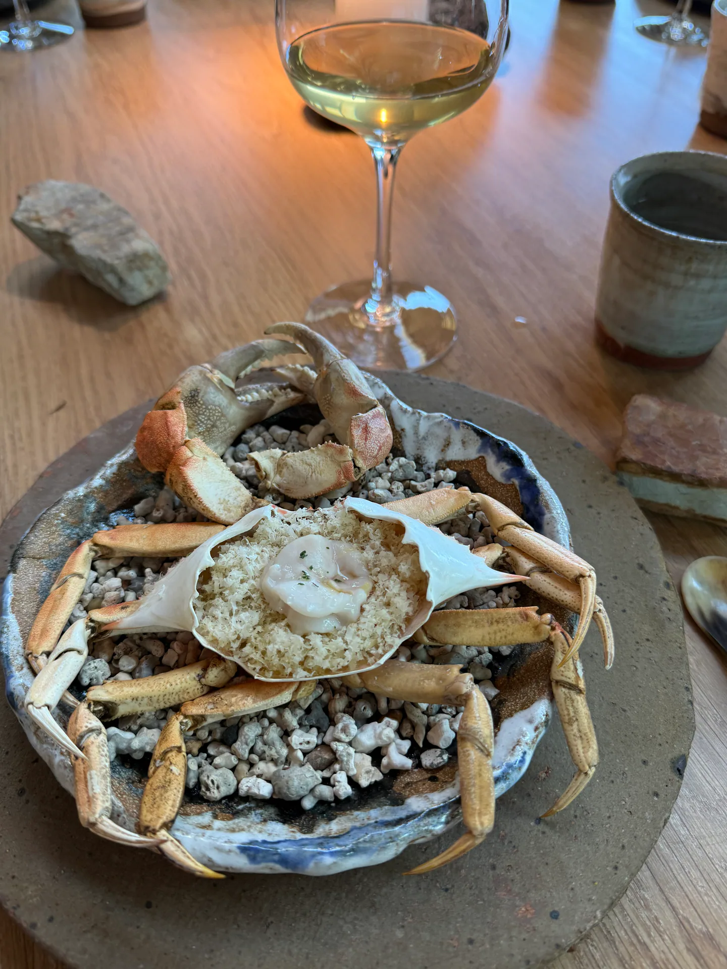 A plated crab dish served at Noma in Copenhagen.